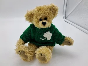 TY Attic Bear BLARNEY Irish Green Shamrock Sweater Jointed 8" - Picture 1 of 6
