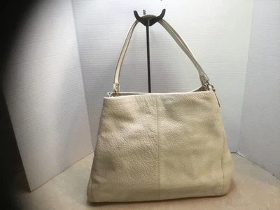 Coach Pebbled Leather Madison Phoebe- Ivory/Chalk Shoulder Bag - Image 1 of 4