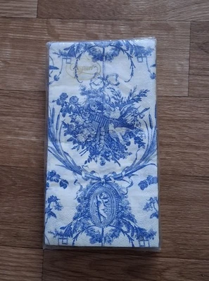 Caspari Paper Guest Towel Napkins, Romantic Toile Blue 1 Pack - Image 1 of 4