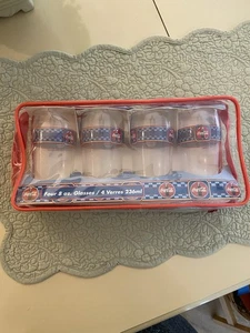 Bicchieri Anchor Hocking Coca-Cola blu fascia a scacchi 8 oz NUOVI IN BUSTINA - Foto 1 di 8