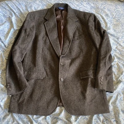 44L Pendleton USA Mens 2 Button Pure Wool Tweed Blazer Sport Coat Brown - Image 1 of 4