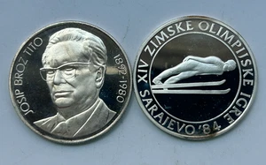 YUGOSLAVIA SILVER PROOF 1000 DINARA 1980 & 500 DINARA 1983 - Picture 1 of 2