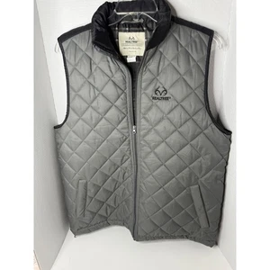 Realtree Mens Quilted Vest Gray Full Zip Sleeveless Jacket Size Large / G - Picture 1 of 3