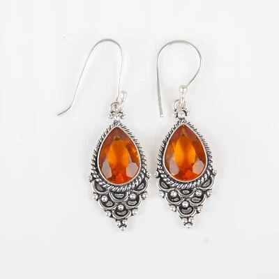 Natural Citrine Gemstone 925 Sterling Silver Drop/Dangle Earrings For Girls - Image 1 of 4