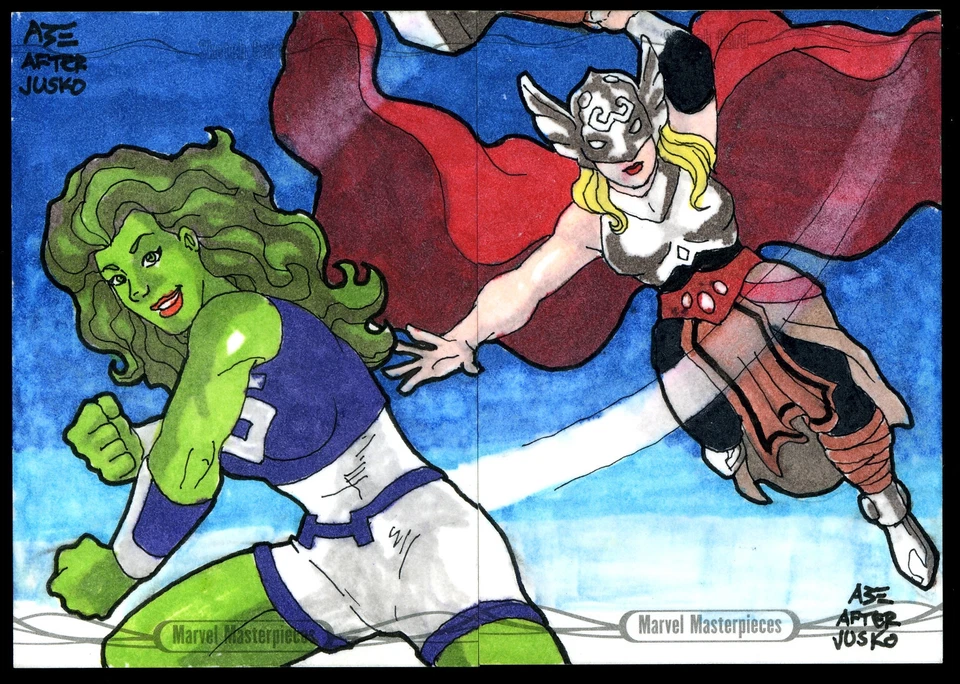 2016 Marvel Masterpieces Sketch Card Puzzle Redemption Anthony Escartin She-Hulk - Image 1 of 2