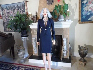 Traje Falda Valentino Azul Marino 100% Seda Talla 6 - Imagen 1 de 24