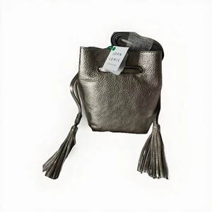 New John Lewis Mini Drawstring Pewter Bag - Picture 1 of 4