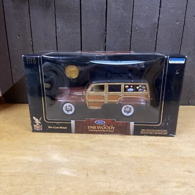 Signature Series Ford 1948 WOODY Real Wood Die Cast 1:18 with surfboard 24k Coin - Image 1 of 4