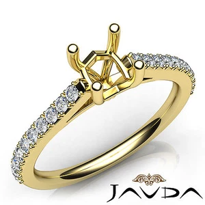 Cushion Semi Mount Prong Setting Diamond Engagement Ring 14k Yellow Gold 0.30Ctw - Picture 1 of 7