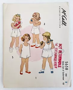 Rare Original McCall 5658 Child's Set of Underwear ©1944 FF Sewing Pattern Sz 2 - Picture 1 of 12