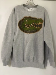 Majestic Florida Gators Sweatshirt Mens L Big Logo Pullover Gray Long Sleeve - Picture 1 of 2