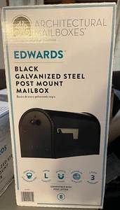 Edwards Galvanized Steel Post Mount Mailbox, Compatibility Code B, Black NEW - Picture 1 of 2