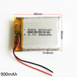 3.7V 900mAh Lipo Li Polymer Rechargeable Battery 803040 For Camera Cell Phone