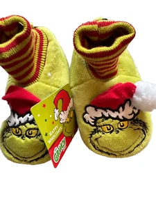 Nuevo Calcetín Zapatilla El Grinch Navidad Vacaciones Niño Pequeño Talla M 7-8 - Imagen 1 de 4