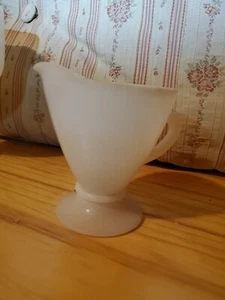 Hazel Atlas Platonite White Ovide Footed Milk Glass Creamer - Picture 1 of 1