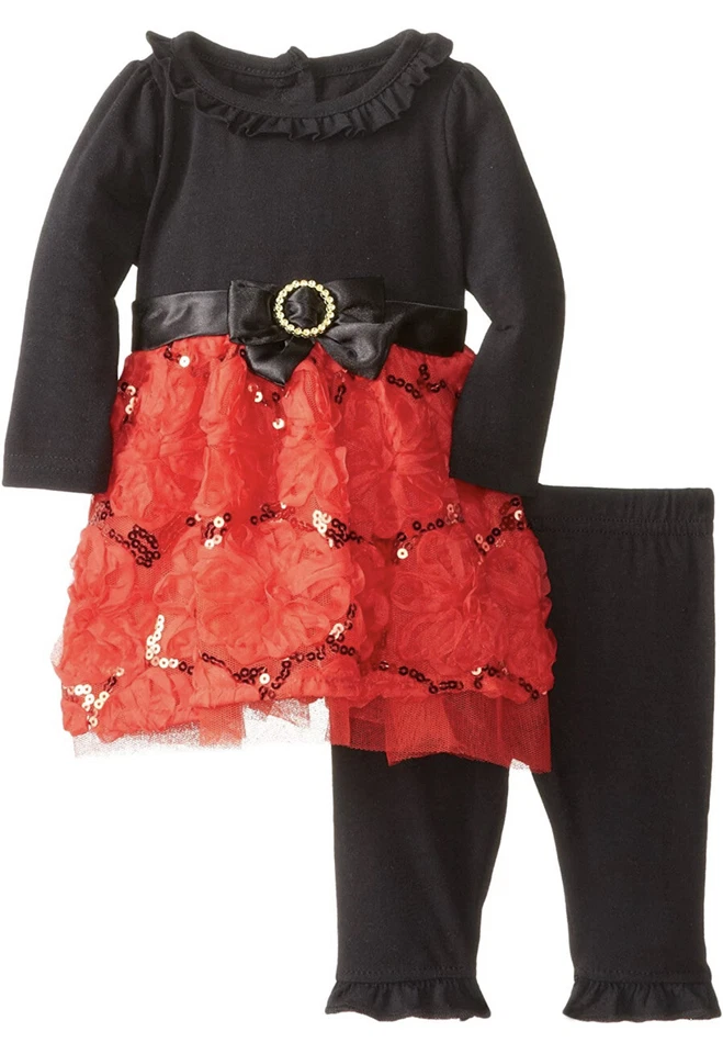 Bebé Niña 2 Piezas Cinta de Satén del Applique Lentejuelas Vestido.Juego de 0-3 M Foto 1 de 1