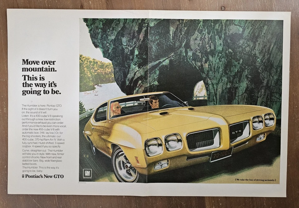 ВИНТАЖ 1970 печатная реклама Pontiac GTO B5C2 - Изображение 1 из 1