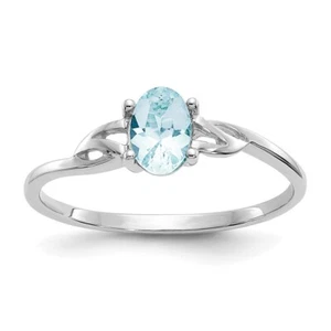 14k White Gold 0.45 Ct Aquamarine Promise Ring Fine Jewelry for Women - Picture 1 of 3
