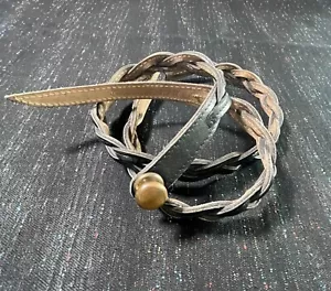 RARE VINTAGE JOHNNY FARAH BRAIDED LEATHER Skinny Slouchy Hip Belt Size Small - Picture 1 of 7