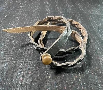 RARE VINTAGE JOHNNY FARAH BRAIDED LEATHER Skinny Slouchy  Hip Belt Size Small - Image 1 of 4