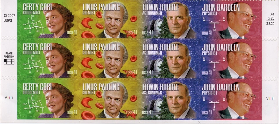 Scott #4227a (4224-27) American Scientists Plate Block of 12 Stamps - MNH - Image 1 of 1