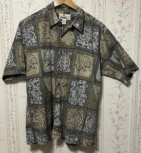 Island Connection Honolulu Men’s Hawaiian Shirt Short Sleeve Gray/Multi Size M - Picture 1 of 8