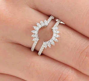 Women's Enhancer Ring 2Ct Lab-Created Diamond Round Cut 14k White Gold Plated - Picture 1 of 5