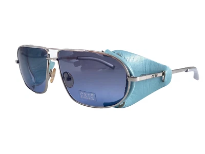 GAFAS DE SOL VINTAGE EXTE EX43 PLATA TURQUESA TAZAS LATERALES 2001 ENVOLVENTES ITALIA Foto 1 de 4