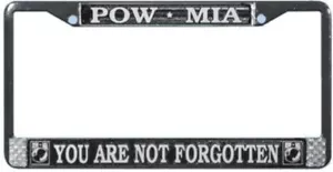 POW / MIA Chrome License Plate Frame Free Screw Caps with this Frame - Picture 1 of 1