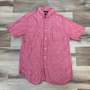Banana Republic Shirt Mens Small 100% Linen Red Camden Fit Button Down - Picture 1 of 6