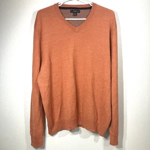 Club Room Men's Solid V-Neck Merino Wool Blend Sweater Orange Large - Picture 1 of 5