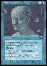 4X Memory Lapse (Runes) MP Homelands Blue Common MTG + FREE TOKEN