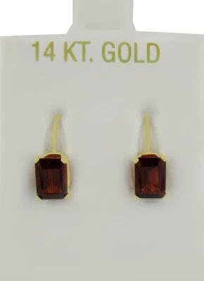 GENUINE 2.26 Cts GARNET DANGLING EARRING 14k GOLD - Free Certificate Appraisal - Image 1 of 4
