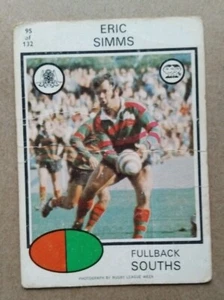 1975 SCANLENS RUGBY LEAGUE Eric Simms Card #95 South Sydney Rabbitohs - Picture 1 of 2