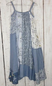 Next Girls Blue Floral Strappy Shift Baggy Asymmetric Cotton Tunic Dress 11Y - Picture 1 of 10