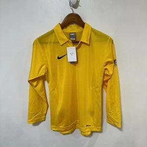 Nike Dri-Fit Top Boys Medium Age 10-12 Years Long Sleeve Yellow Football Casual - Picture 1 of 11