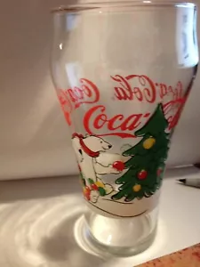 VINTAGE COCA COLA POLAR BEAR CHRISTMAS TREE TRIMMING GLASS COKE - Picture 1 of 3