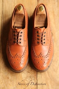 Alfred Sargent Appleby Tan Brown Leather Brogue Shoes UK 8 US 9 English Made - Picture 1 of 11