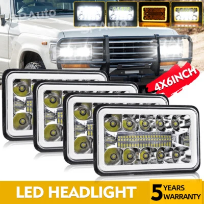 4 faros LED halo anillo DRL de 4x6" para Toyota Land Cruiser 1988 1989 1990 Foto 1 de 4