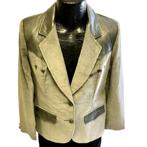 NOS Vtg Pioneer Wear SHEEP SKIN Leather Cowboy Jacket Western Corduroy Blazer 14 - Picture 1 of 10