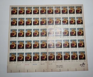 1973 Weihnachten Raffael Madonna & Kind 8c voller ungeschnittener Briefmarkenbogen (50) - Bild 1 von 12