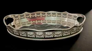 Antique William Adams English Sheffield Silver Plate Floral Handled Serving Tray - Picture 1 of 7