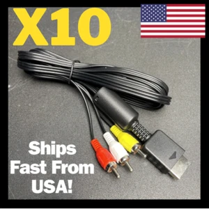 10 - New 6 Ft AV RCA Audio Video Composite Cable Cord Sony PS1 PS2 PS3 Ships USA - Picture 1 of 3