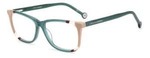New Carolina Herrera Women Rectangle Eyeglasses CH0066 HBJ Teal/Brown 53mm - Picture 1 of 3