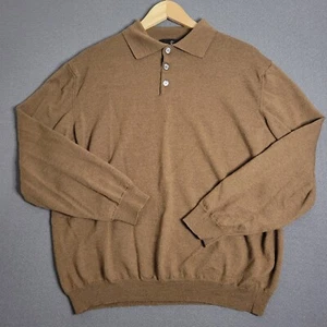 Toscano Wollpullover Herren Größe L Braun 1/4 Knopf Kragen Made In Italy - Bild 1 von 11