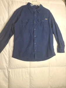 Button-Up Mens XXL Navy Blue Long Sleeve Cotton Work Collared Top Warm Old Mill - Picture 1 of 4