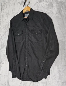 Lucky Brand Saturday Stretch Mens Small Shirt Black Pearl Snap Classic Fit - Picture 1 of 9