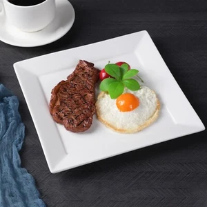 9" Square Salad Plates Set of 6, 12 & 18 – White Porcelain, Home or Restaurant - Picture 1 of 6