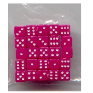 NEW Dice Set of 25 D6 (5mm) TINY - Opaque Pink - Picture 1 of 1
