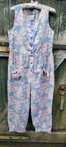 Vintage Laura Ashley Romper Playsuit Jumpsuit In Muted Pink Roses Medium - Picture 1 of 4